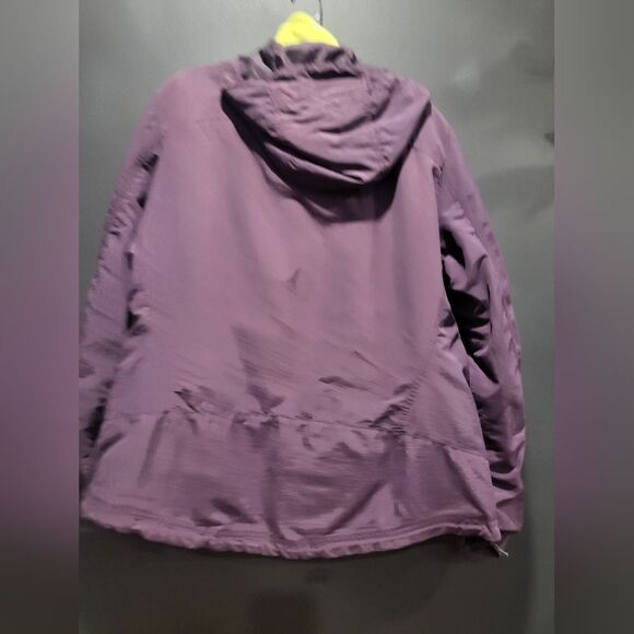 Eddie Bauer 2-N-1 Fleece Windbreaker Hooded Jacket Women Purple Green XL - Picture 3 of 8